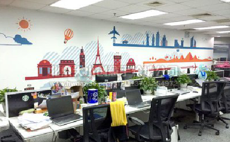 墨江教你设计办公室墙绘的方法。